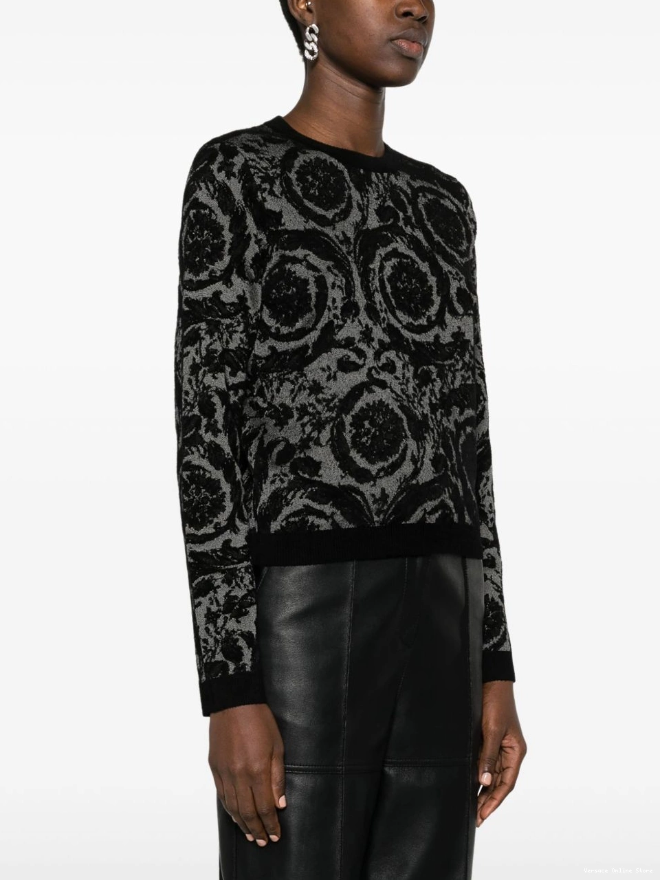 Affordable Women jumper Barocco-jacquard chenille flocked Versace 0722